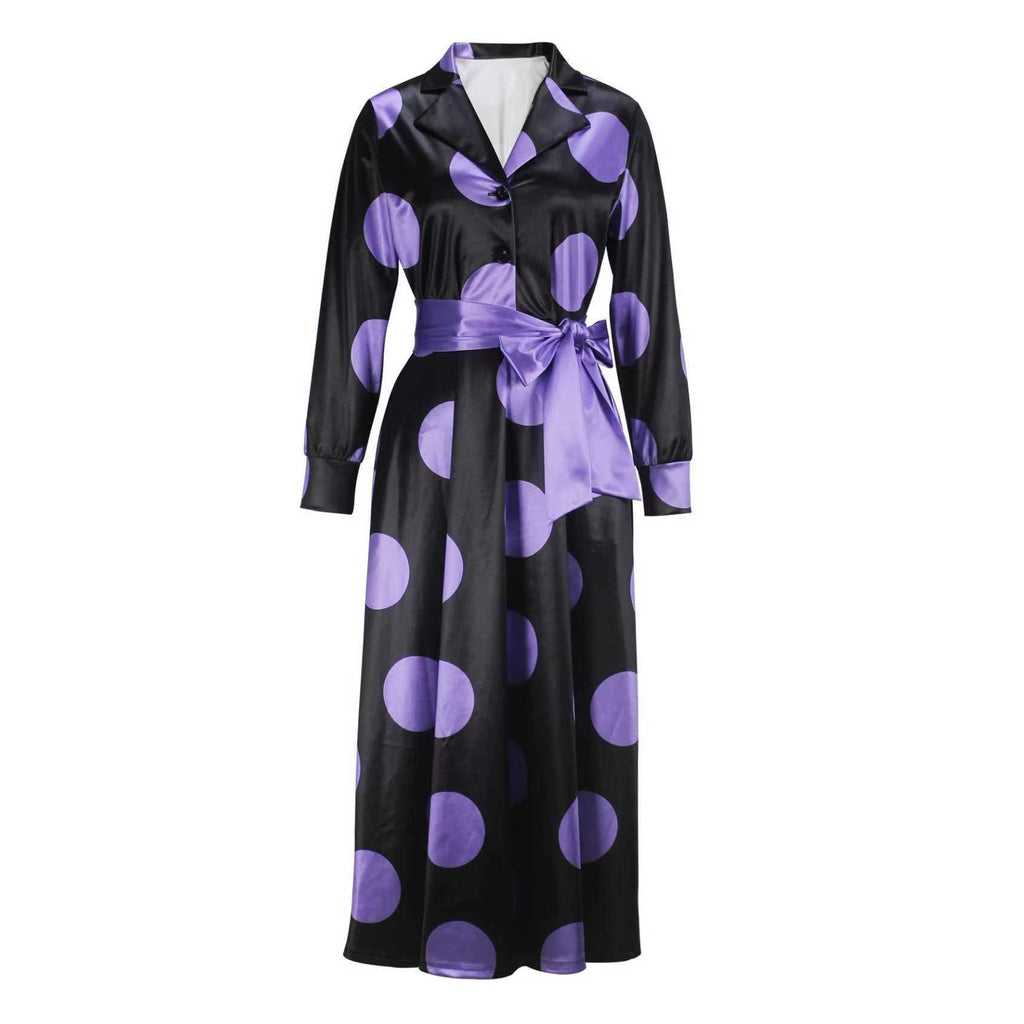 Robe imprimée V-neck cintrée taille, chic femme