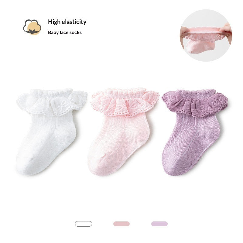 Breathable lace socks floral for little girls – summer princess