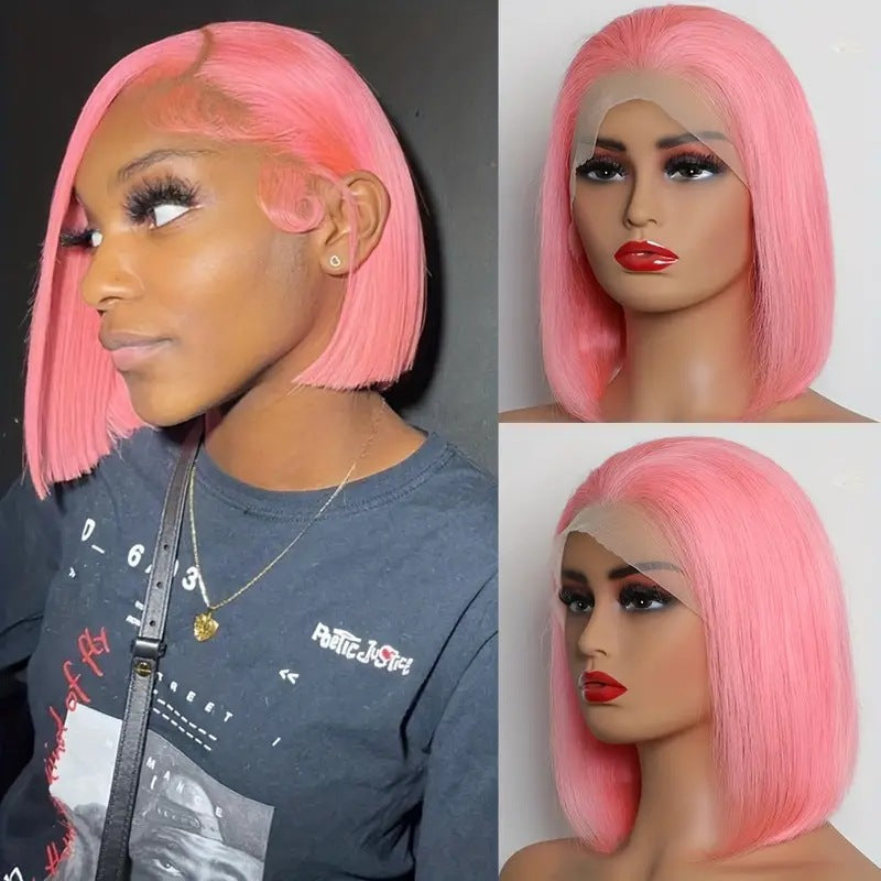 Perruque lace front mi-longue lisse – fibre haute température, effet naturel