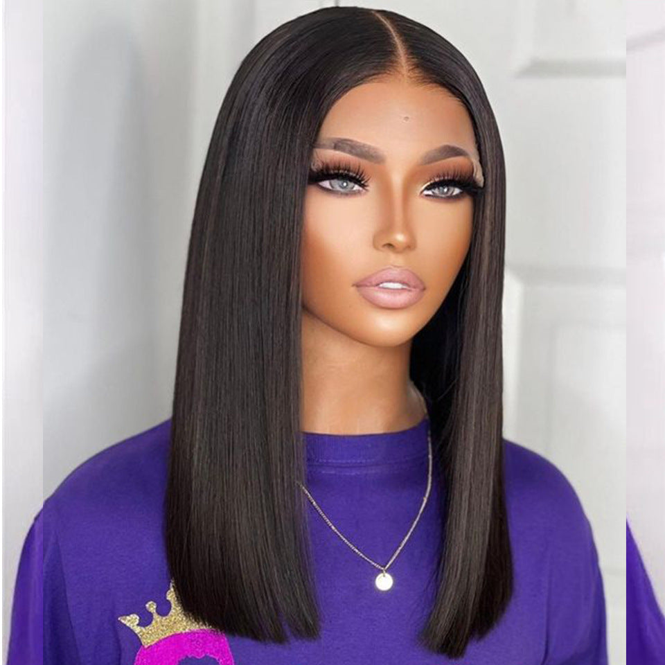 Perruque lisse bone straight cheveux humains  40cm – double drawn