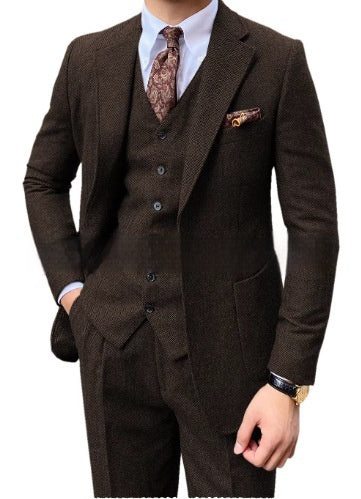 Costume slim herringbone décontracté chic homme