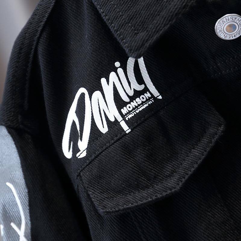 Veste denim streetwear bébé garçon noir – automne Carvose Chic