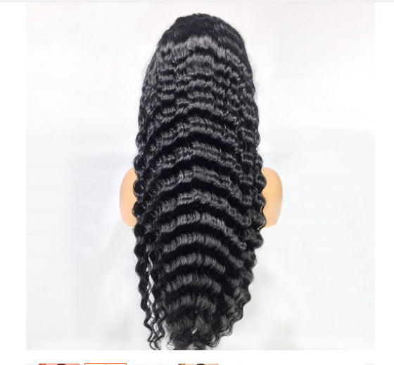 Perruque deep wave lace frontale 13x4 cheveux humains – noir 14-20 pouces