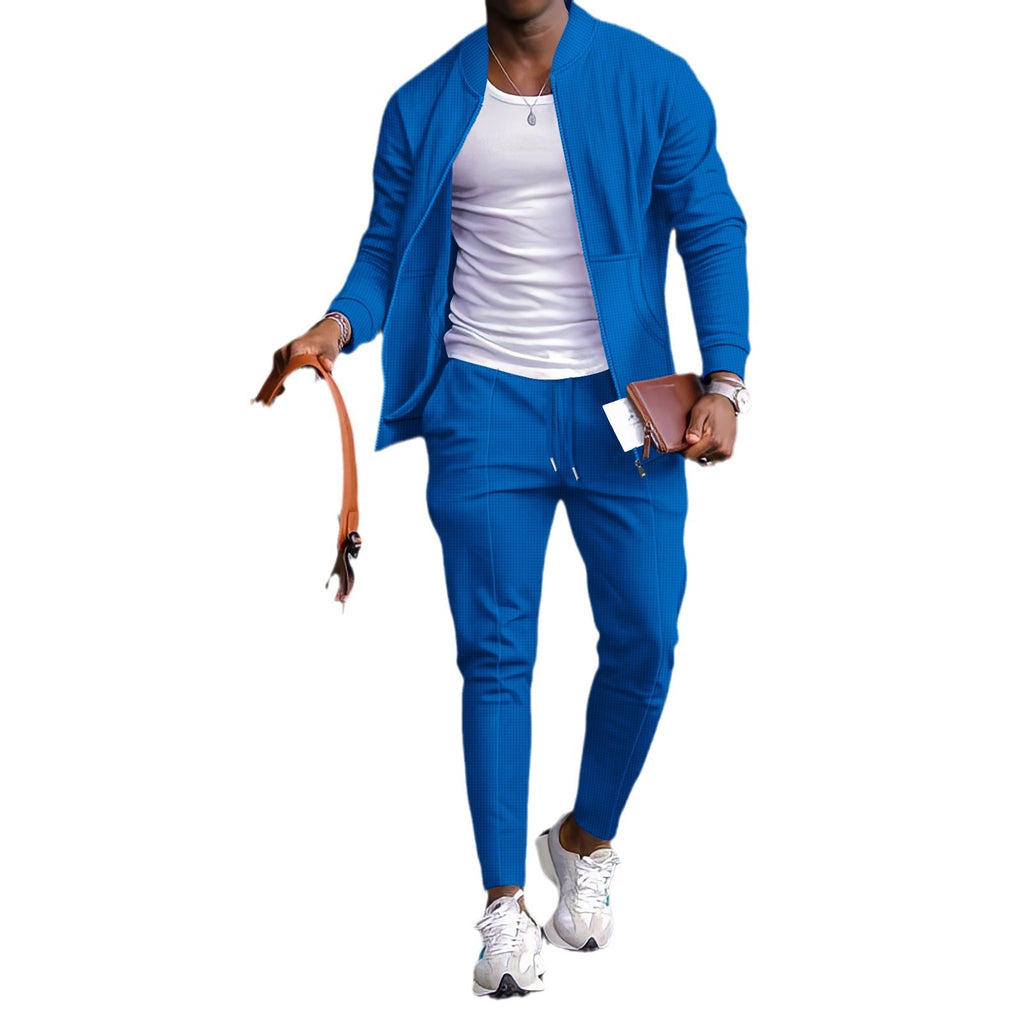 Ensemble baseball waffle gaufré zip poche – veste pantalon automne 5 coloris