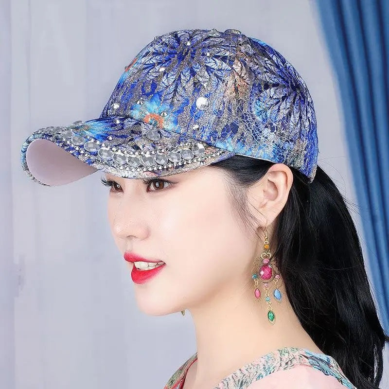 Casquette baseball yeux chat strass colorée – dentelle anti-UV japonais coréen