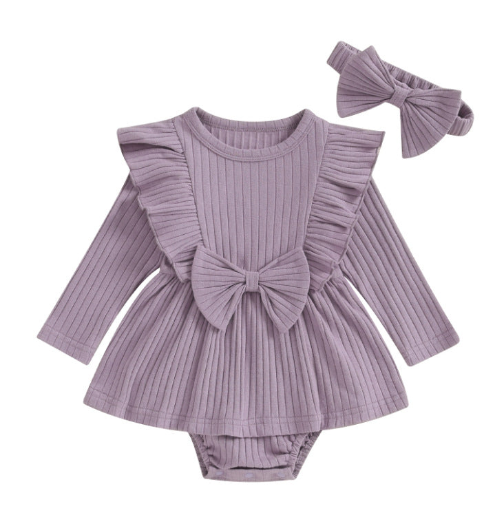 Robe bébé fille à manches longues rayée – coton doux, style basique