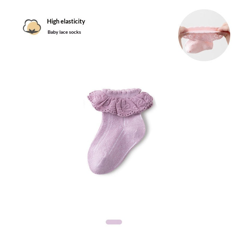 Chaussettes dentelle respirantes fleurs petites filles – princesses été