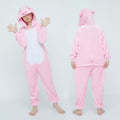 Pyjama enfant une pièce animal cartoon rose – flanelle chaude, col rond