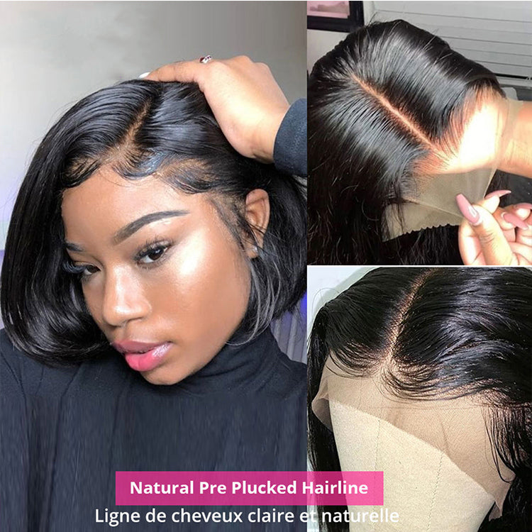 Perruque bob droit frontal lace 13x4 100% cheveux naturels