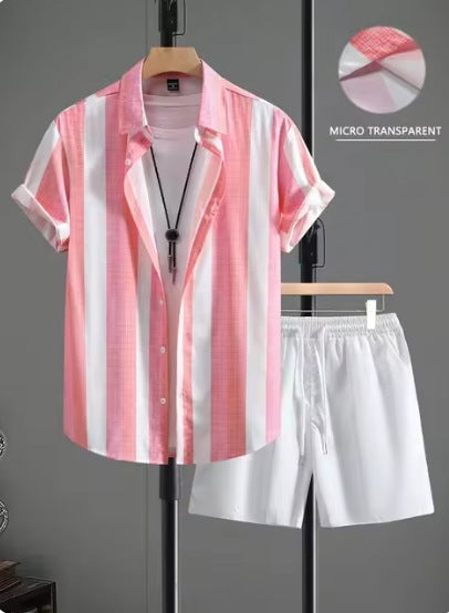 Ensemble chemise manches courtes + short coton casual – 7 coloris été chic