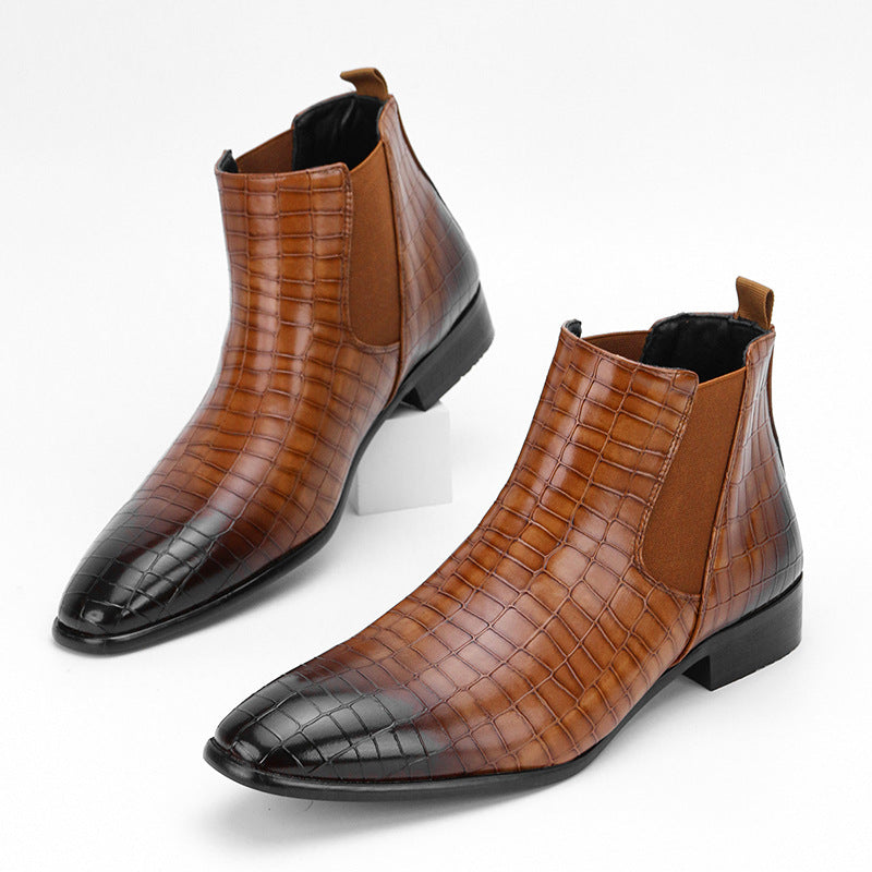 Bottes cheville homme style britannique décontracté – slip-on noir/marron/bordeaux