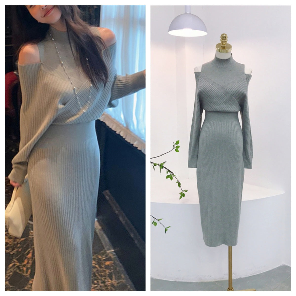 Robe vintage douce épaules dénudées pour femme