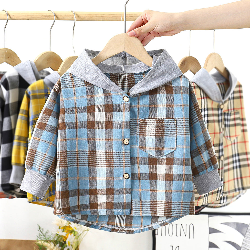 Chemise à carreaux capuche unisexe enfant/adolescent