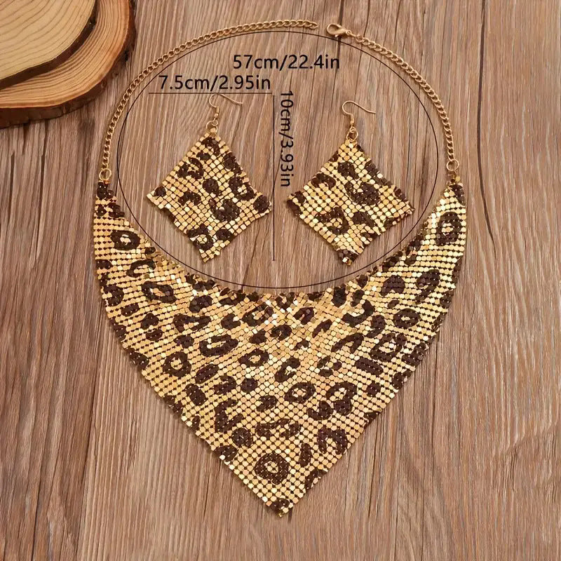 Écharpe soie sequins Oumei Liang – collier pendentif, boucles d’oreilles set festif