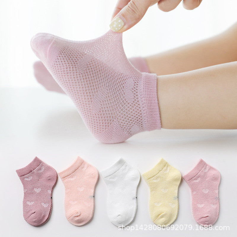 Chaussettes coton respirantes enfants dessin animé – printemps automne 5 paires