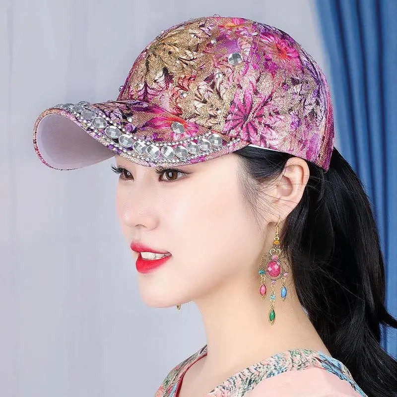 Casquette baseball yeux chat strass colorée – dentelle anti-UV japonais coréen