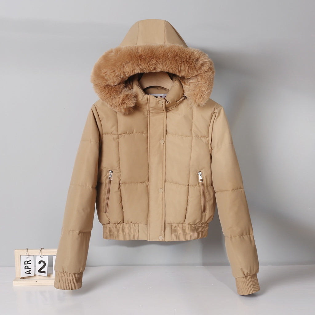 Parka courte femme rembourrée coton, style coréen Hong Kong hivernal.