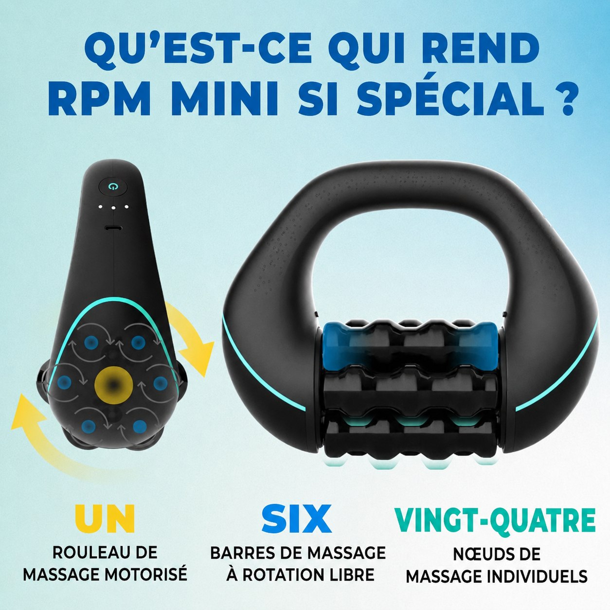 Mini masseur roulant rechargeable – soulagement musculaire profond