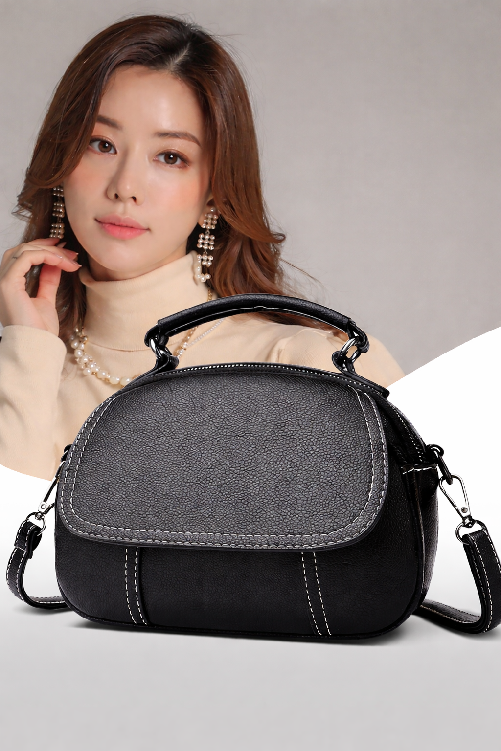 Sac bandoulière femme polyvalent rétro PU – noir/kaki/bleu usage quotidien
