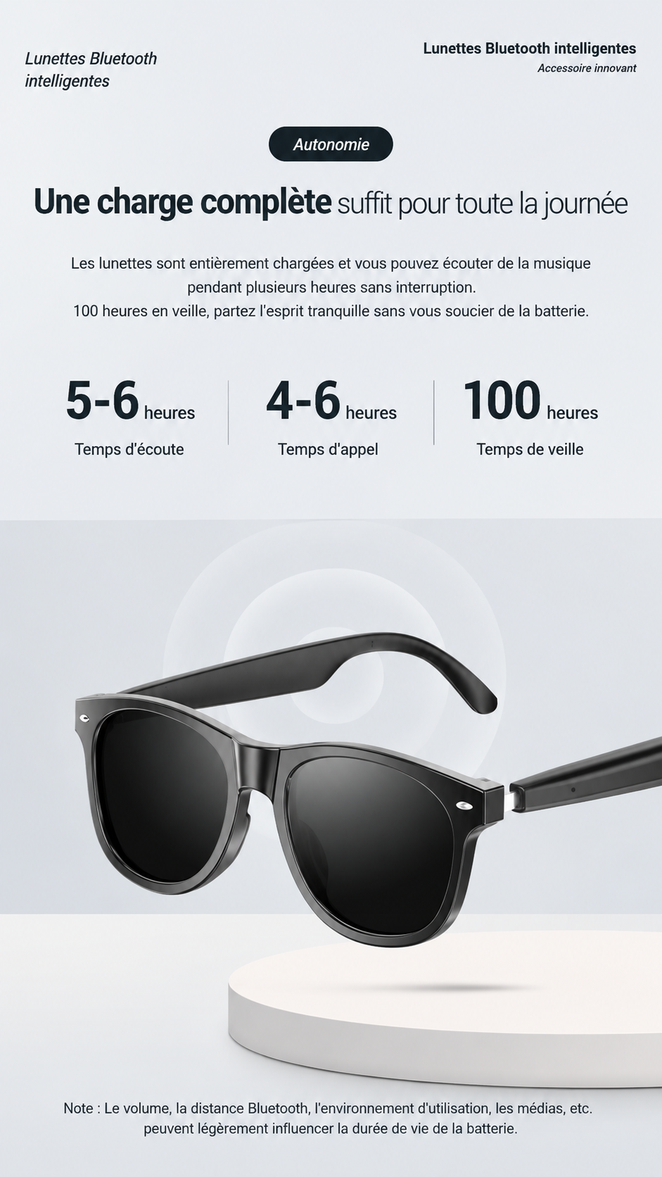 Lunettes de Soleil Intelligentes Bluetooth IA Son HIFI Verres HD Anti-UV