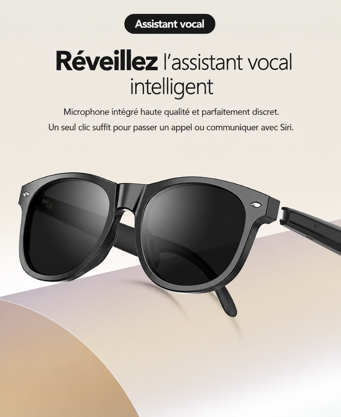 Lunettes de Soleil Intelligentes Bluetooth IA Son HIFI Verres HD Anti-UV