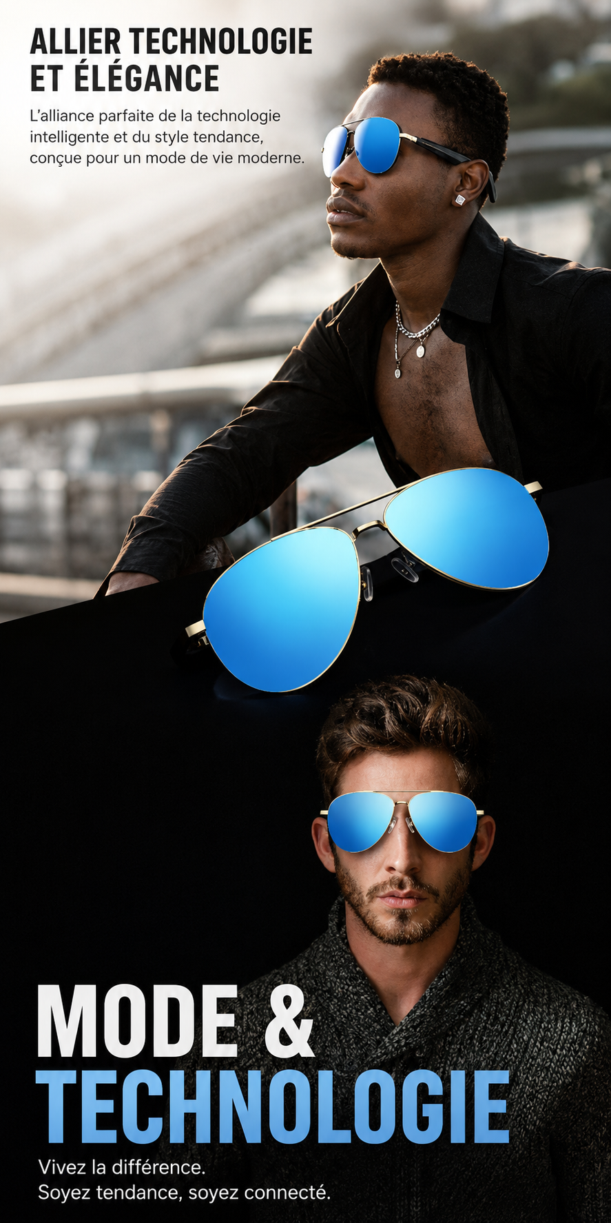 Lunettes Intelligentes Son HIFI Verres HD Anti-UV