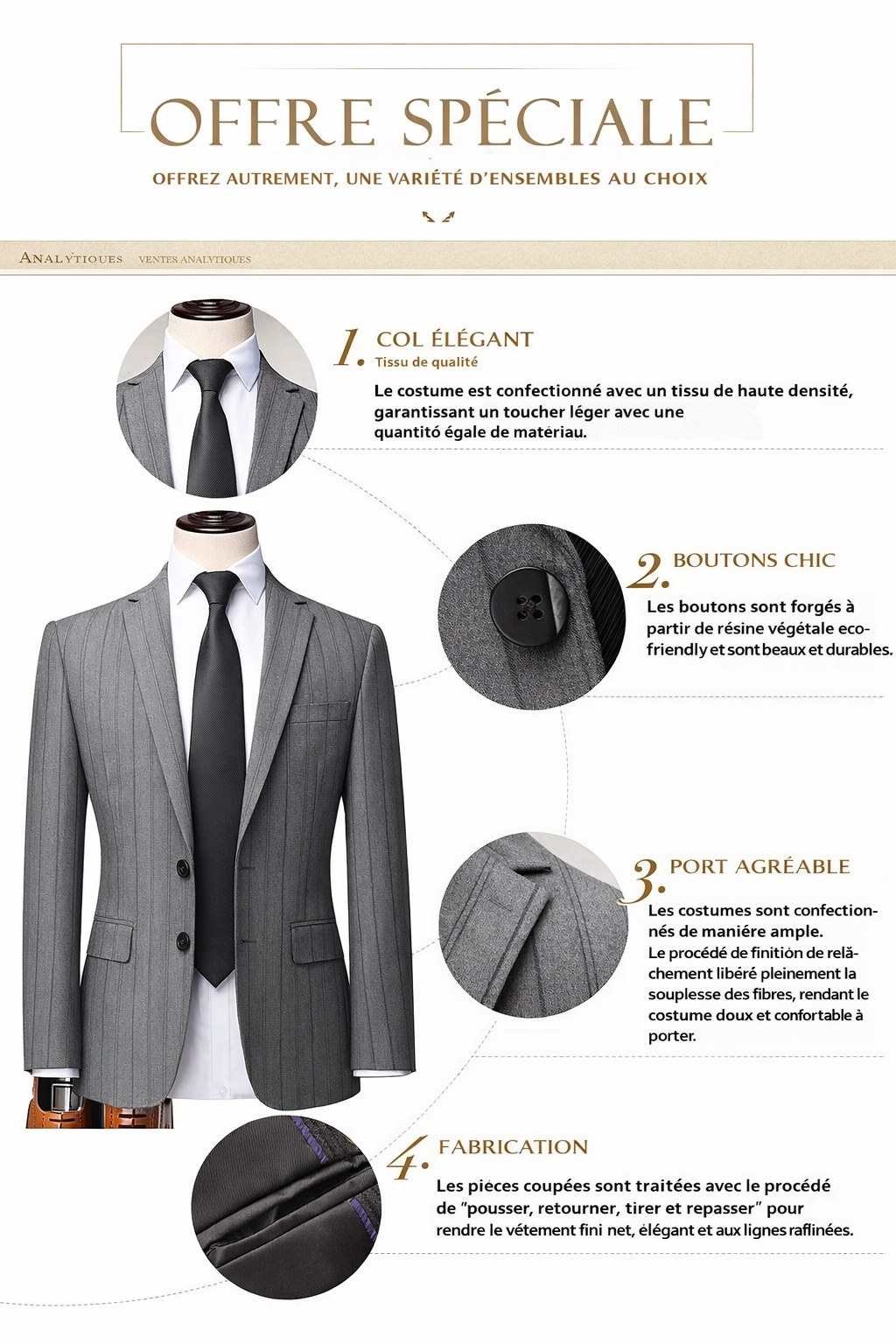 Costume homme slim fit rayé style coréen – ensemble 3 pièces printemps-automne pour mariage et cérémonie