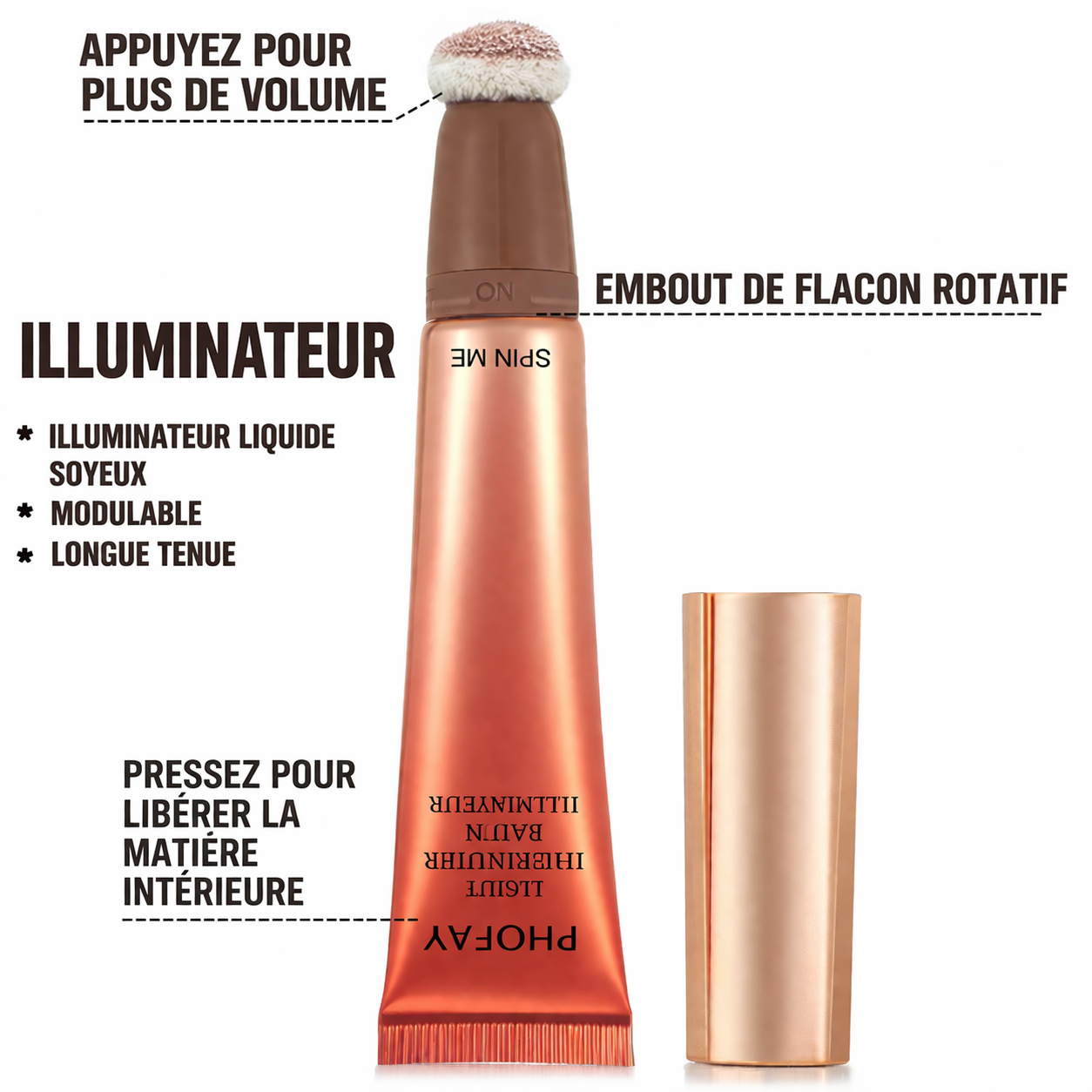 Baguette illuminateur liquide PHOFAY 15ml – soyeux doux brillant joues