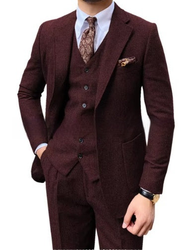 Costume slim herringbone décontracté chic homme