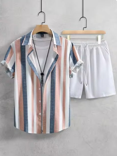 Ensemble chemise manches courtes + short coton casual – 7 coloris été chic