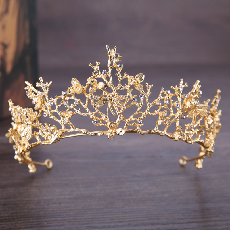 ACCESSOIRE CHEVEUX MARIAGE – SERRE-TÊTE FEUILLES STRASS DORÉ CARREAUX