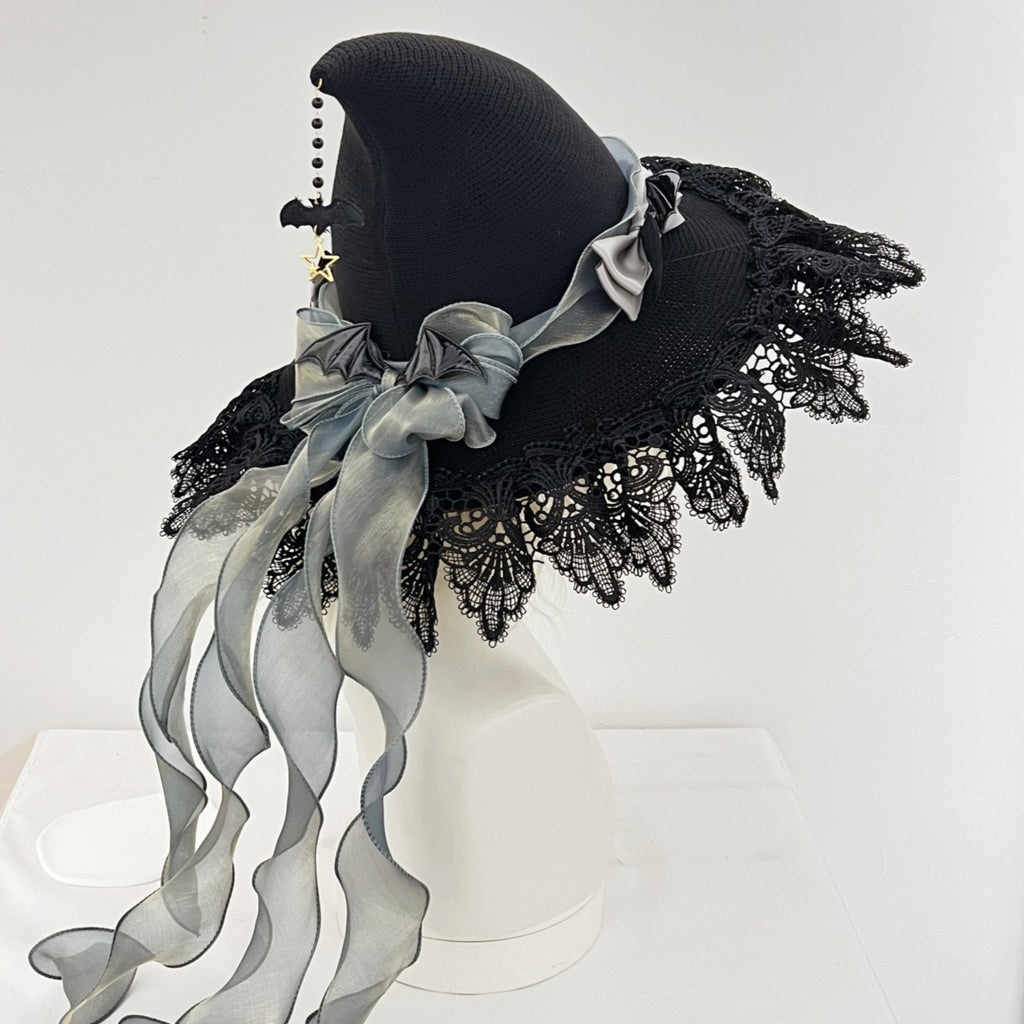 Chapeau sorcière gothique lolita handmade Devil – dentelle ruban 5 couleurs