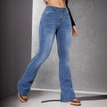 Jeans femme stretch flared high waist – Denim élastique lavage glacé XS-L polyvalent