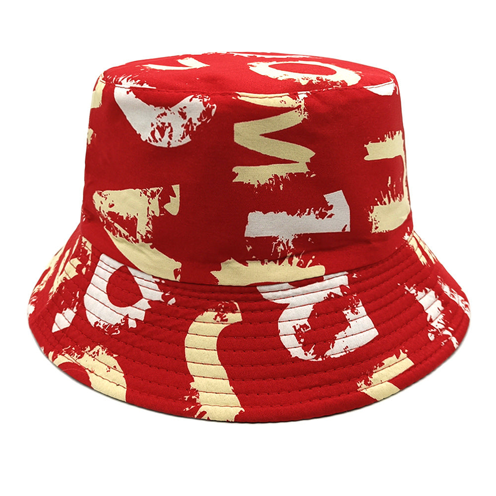 Chapeau bassine double-face anti-UV couple rétro – polyester 5 couleurs