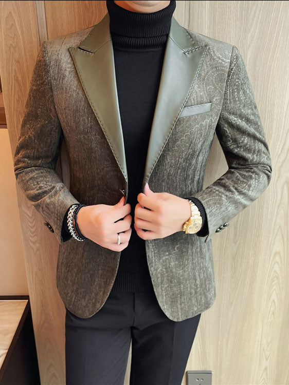 Blazer jacquard velours col revers homme mariage – élégant slim fit