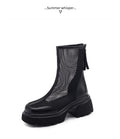 Bottes plateforme maille respirante femme – daim beige talon épais été