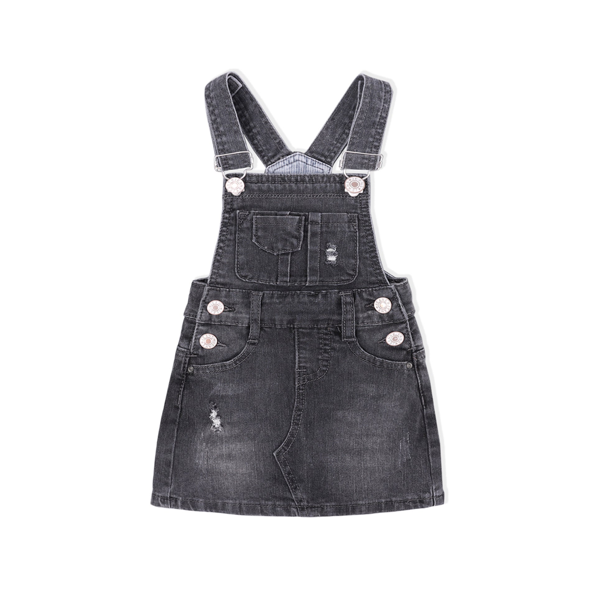 Jupe salopette en denim stretch déchiré fille