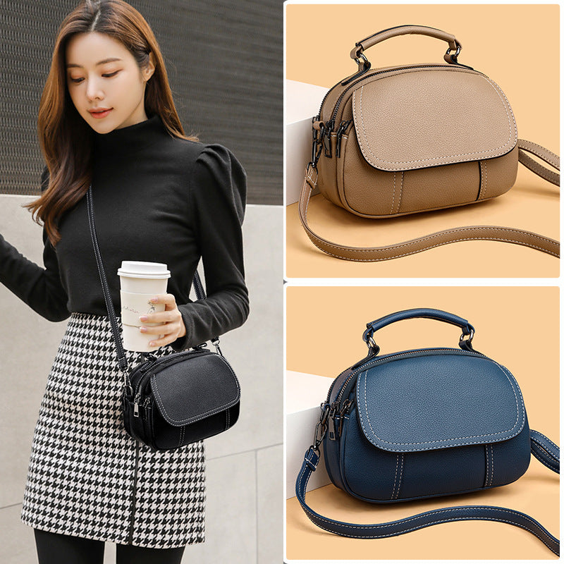Sac bandoulière femme polyvalent rétro PU – noir/kaki/bleu usage quotidien
