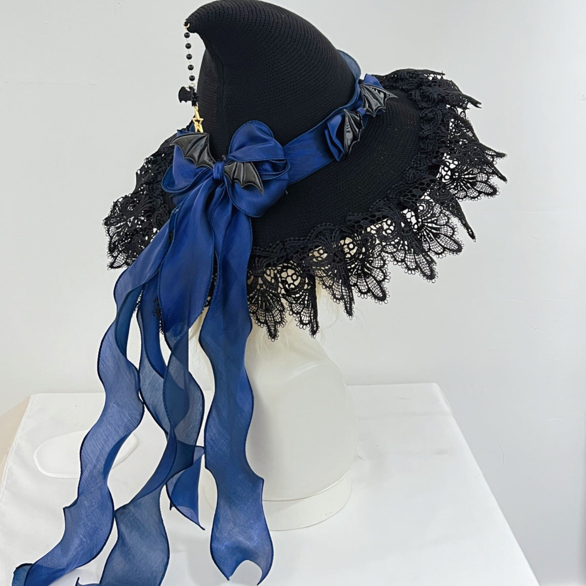 Chapeau sorcière gothique lolita handmade Devil – dentelle ruban 5 couleurs