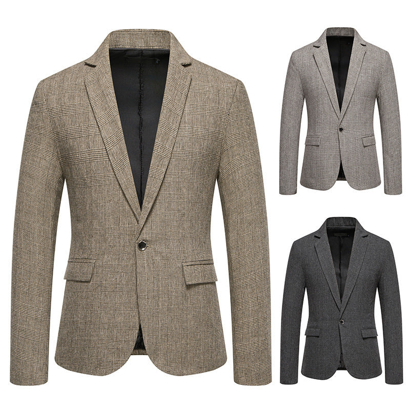 Veste de costume homme en tweed kaki – coupe ample, style casual chic