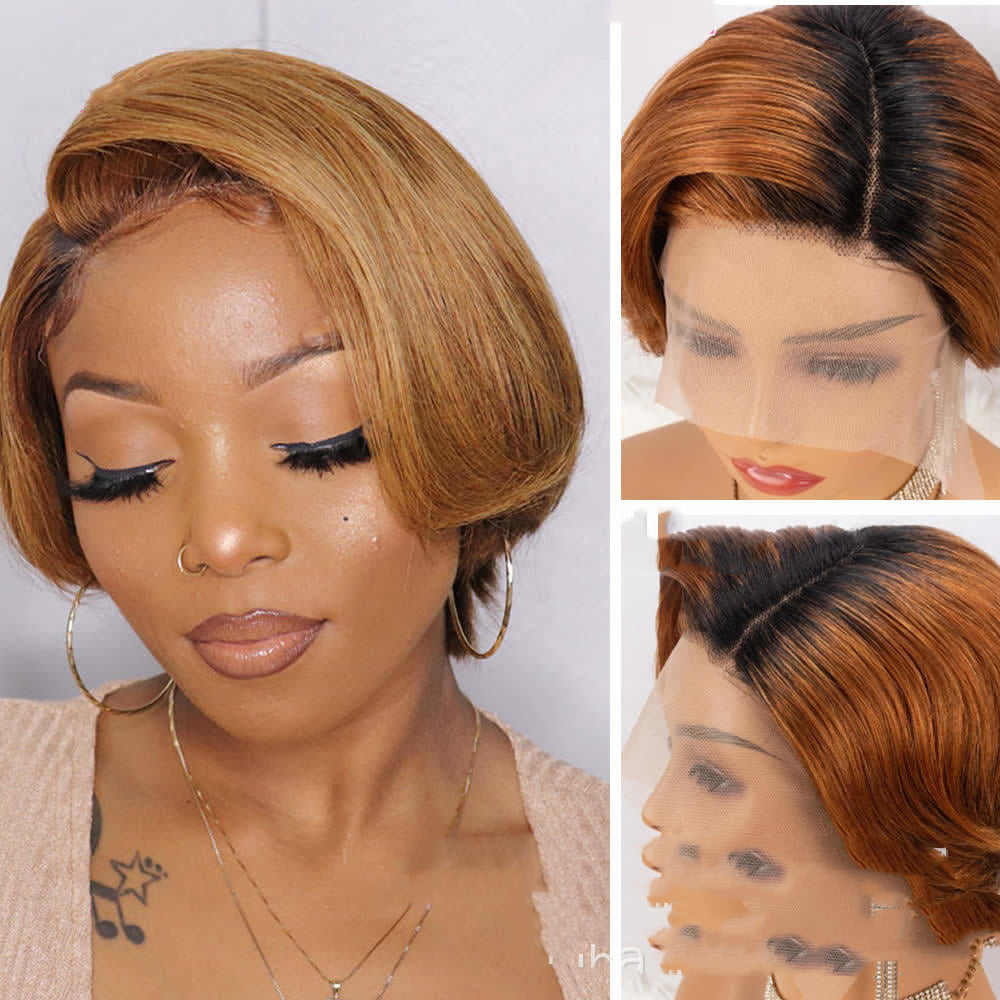 Perruque courte pixie real hair lace front effet indétectable