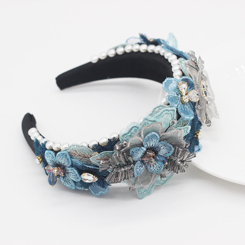 Accessoire baroque pour femme avec perles, dentelle et cristaux – Idéal pour les soirées ou bals