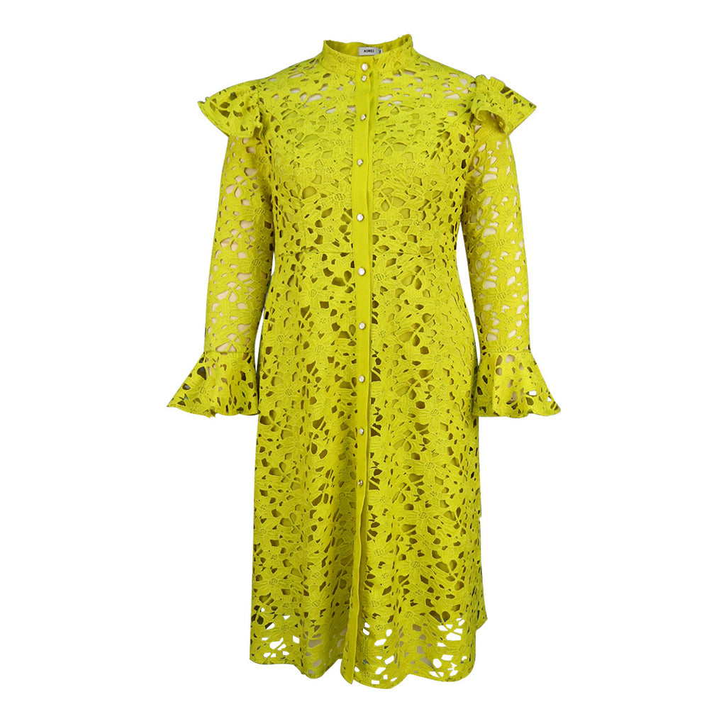 Women's Half-High Collar Lace Cardigan Dress – Chic Layering