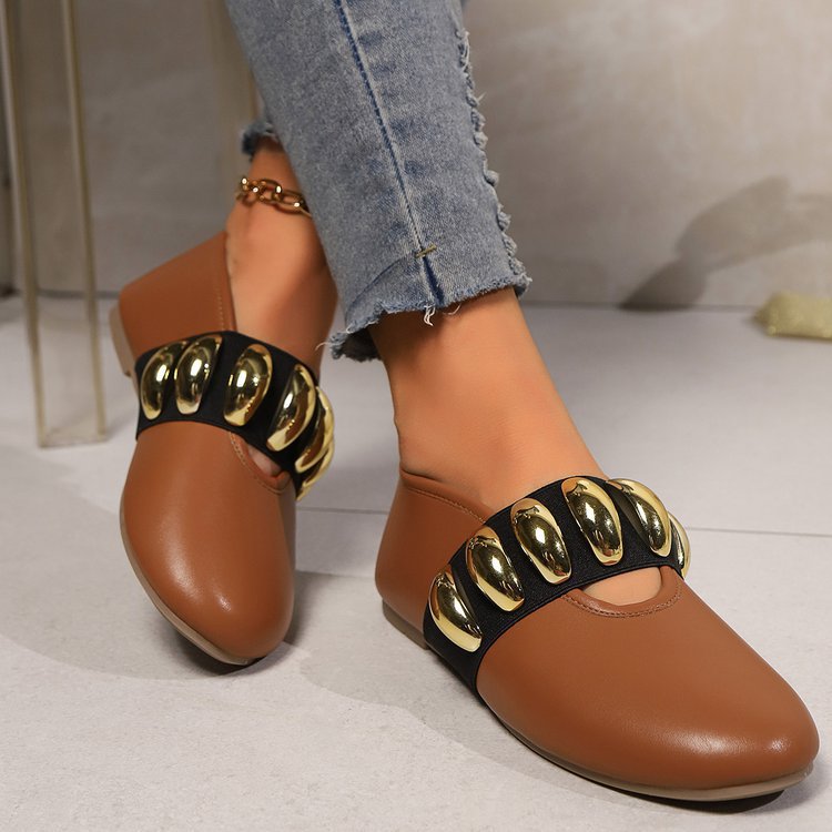 Mocassins femme personnalisés – Boucle métallique bout rond chic