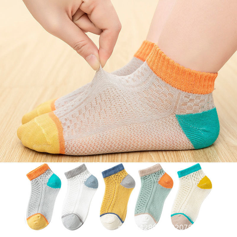 Chaussettes coton respirantes enfants dessin animé – printemps automne 5 paires