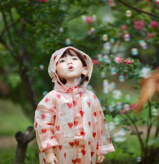 Imperméable enfant cape poncho waterproof – imprimés chat, cerise, citron et Love