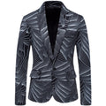Veste costume un bouton imprimé rayures homme – noir/blanc/bleu marine