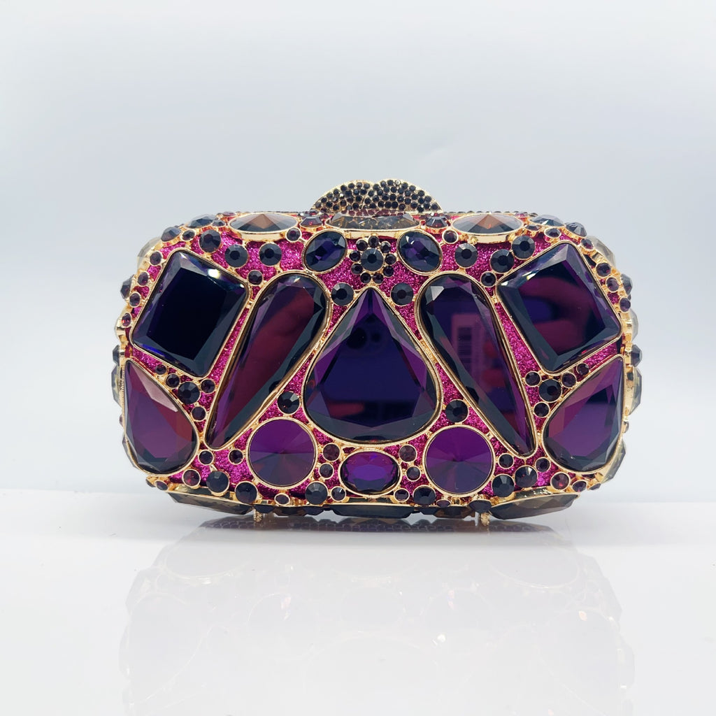 Pochette cristal diamant incrusté, chic pour femmes.