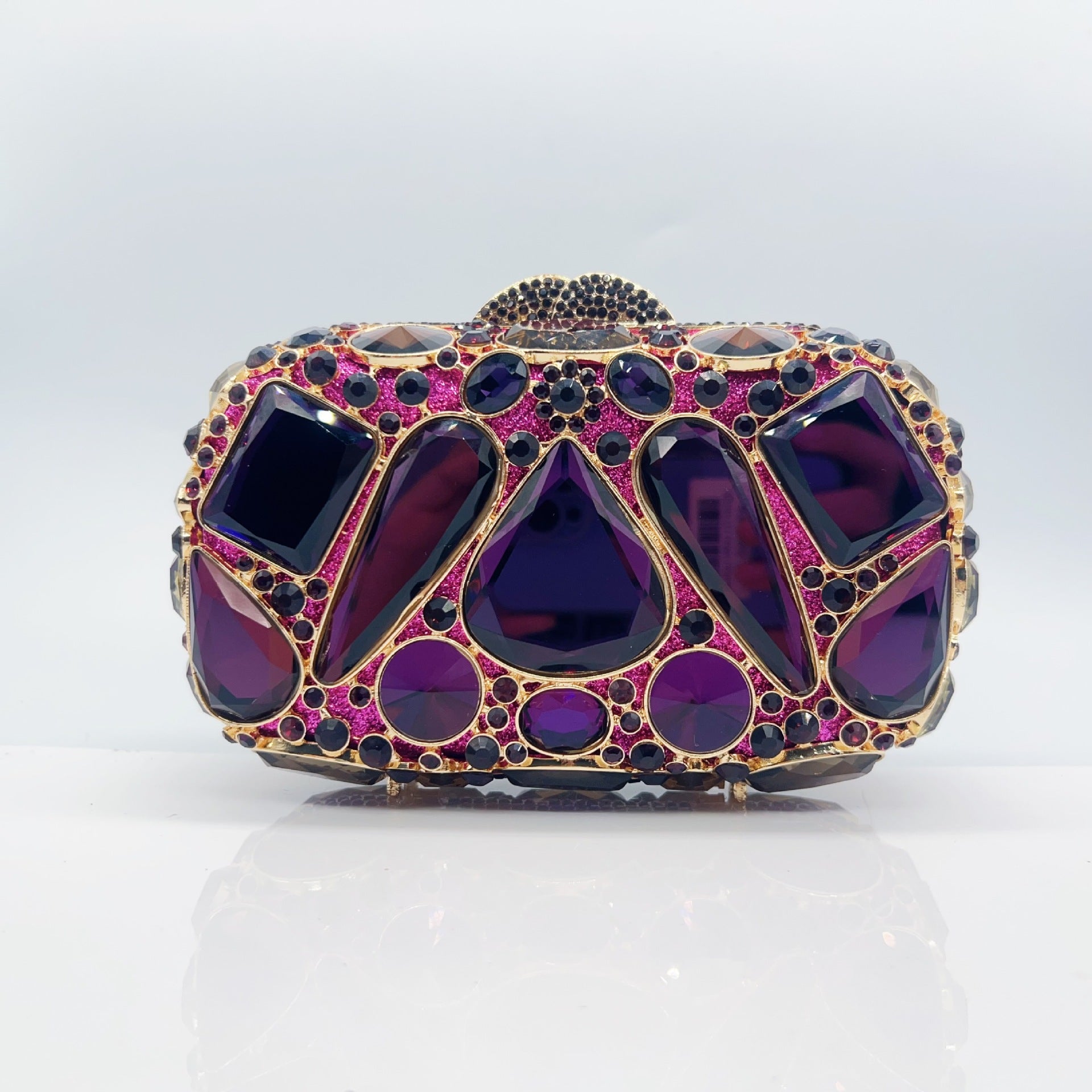 Pochette cristal diamant incrusté, chic pour femmes.