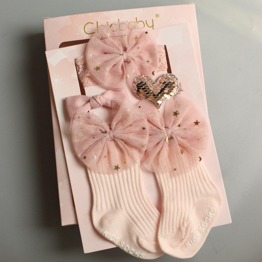 Épingles nœud dessin animé carreaux + chaussettes enfants – mignon tendance